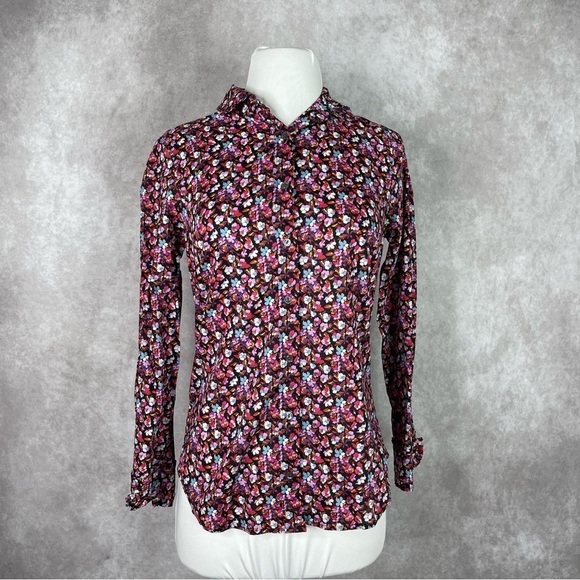 J.Crew Liberty Art Of London Button Down Blouse Women's Size 0 - Picture 1 of 8